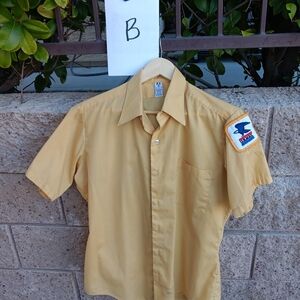 2 Vintage Yellow Mens Mailman  Uniform Shirts 15 1/2 Read